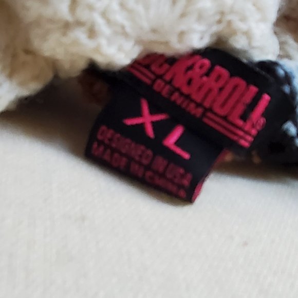 Rock and Roll Denim Knitted Halter Tank, Tie neck and Back, Strip Multi Color - Picture 3 of 4